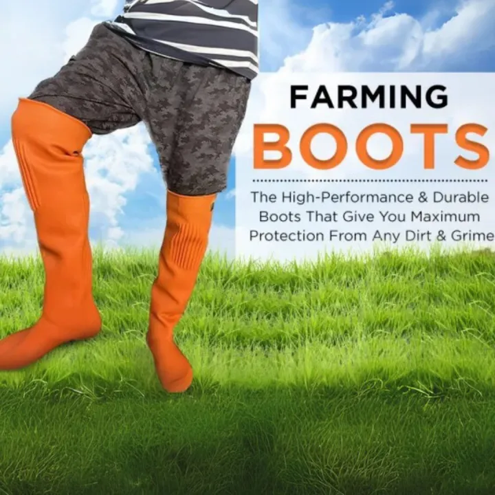 Farming%20Boot%20Rubber%20Boots%20Farmer%20Safety%20Paddy%20Shoes%20Home%20Gardening%20Agriculture%20-%20Orange%20-%20Image%206