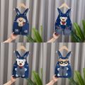 New Children's Overalls Boy's Denim Pants Summer Cartoon Infant Baby Girl Shorts Suit Shorts. 