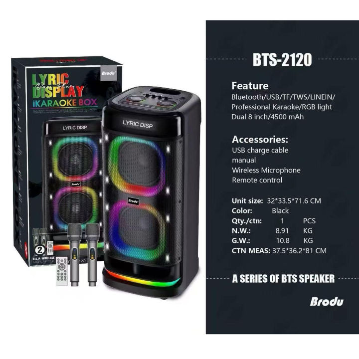 Brodu%20BTS-2120%20Dual%208"%20Supper%20Bass%20Portable%20Wireless%20Bluetooth%20Speaker%20with%202%20Rechargable%20Wireless%20Mic%20RGB%20Light,%20FM%20Mic,%20FM,%20AUX,%20USB,%20SD%20Card,%20Karaoke%20Speaker%20with%20Dual%20Mic%20Buffel%20Subwoofer%20Music%20Player%20Party%20Box%20BTS%202120%20Partybox%20-%20Image%206