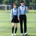 Korean Style School Uniform Suit Female Student Clothes Spring and Summer Short Sleeves College Style Junior High School Student Two-Piece Suit British Style Sportswear. 