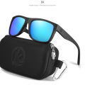 KDEAM Polarized Sunglasses Men Sports Tridimensional Brand Logo TR90 Square Sun Glasses All Black With Zipper Case KD0721. 