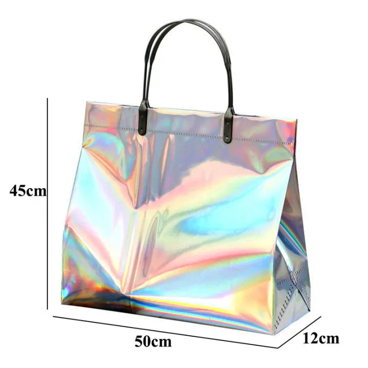 【ALLGOOD】1pc Large Capacity Foldable PVC Shopping Bags Reusable Eco Friendly Waterproof Grocery Bags Shopping Tote Bags Shoulder Bag