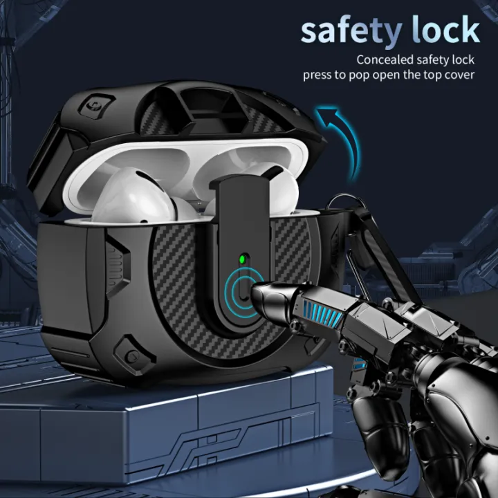 Lereach%20For%20AirPods%201%20_%202%20Cover%20Case%20Grai%20Carbon%20Brazing%20Armor%20TPU+PC%20Cover%20Resistant%20Shockproof%20Full%20Body%20Protector%20Case%20-%20Image%202