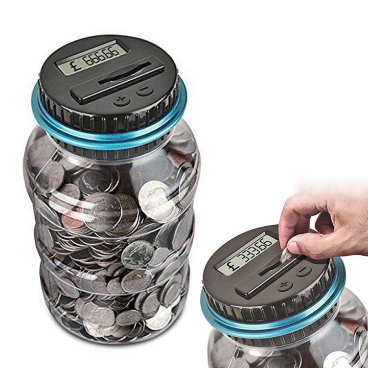 .5L Automatic Digital LCD Display Money Saving Box Coin Counter Coins ...