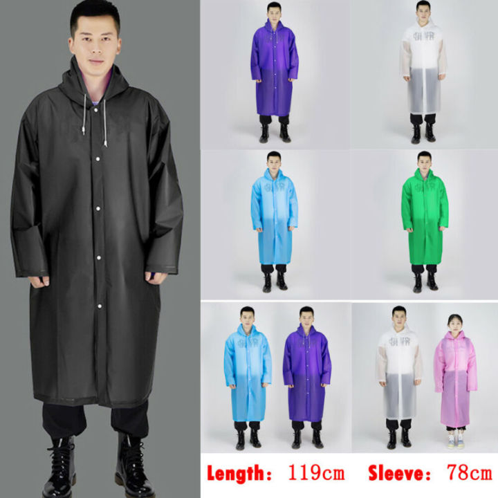 Men Women Waterproof Jacket EVA Button Hooded Raincoat Rain Coat Poncho Rainwear
