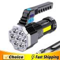 High Power Rechargeable Led Flashlights 7 LED Camping Torch With Cob Side Light Lightweight Outdoor Lighting ABS Material. 