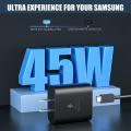 Samsung 45W Original Super Fast Charging Travel Charger with USB-C To USB-C Type C To Type C cable  for Samsung Galaxy S23 Ultra S22 S21 S20 Note20 Note 10+ Tab S8 S9. 