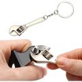 Creative Portable Practical Wrench Shaped Keychain Pendant / Multifunctional Adjustable Universal Alloy Spanner Keyring / Useful Metal Auto Keychain As Repair Tools Or Men Spe. 