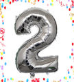 32" Foil Numbers Silver Balloon Numbers 0 - 9 Birthday Party. 