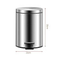 8L Brushed Stainless Steel Rubbish Bin Step Trash Can Wastebasket Garbage Container Bin Dust Bin with Lid for Bathroom Kitchen Waste Bin Removable Liner Bucket. 