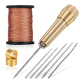 9pcs Leather Sewing Awl Kit with Copper Handle with 6 Needles for Leather Craft Needle Kit Shoe Repair Tool. 