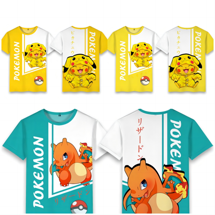 Japan Anime Pokemon Pikachu Children's Print Cartoon Fashion T-shirt Children's Clothing Boys and Girls Gifts Birthday Clothing