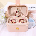 2Pcs Colored Gemstones Necklace Pendant Earrings Set Exquisite Fashion Elegant Wedding Jewelry Sets. 