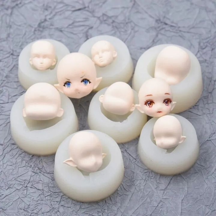 Elf silicone Q version face face mold ultra-light clay soft pottery face mold bjd silicone fairy ears baby face