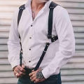 Men's Harness PU Leather Suspenders Gentleman Punk Harnesl s Belt Fashion Shirts Outerwear Strap Fetish Gay Clothing. 