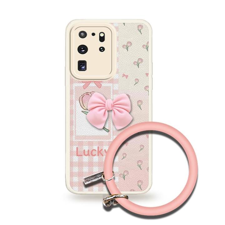 imitation%20leather%20Dirt-resistant%20Phone%20Case%20For%20Samsung%20Galaxy%20S20%20Ultra/SM-G988%20Skin%20feel%20silicone%20bowknot%20cute%20-%20Image%205