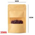 250G - Kraft Paper Bag Stand Up Pouch Food Zip Lock Packaging Window (16CM x 22CM + 8CM = 250G) BROWN - 10 Bags, 50 Bags, 100 Bags, Available. 