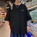 Summer Short Sleeve T T-shirt Male Half Sleeve New Fashion Brand Loose Letter Simplicity All-Match Fashion Hong Kong Style ins Five-Point Top. 