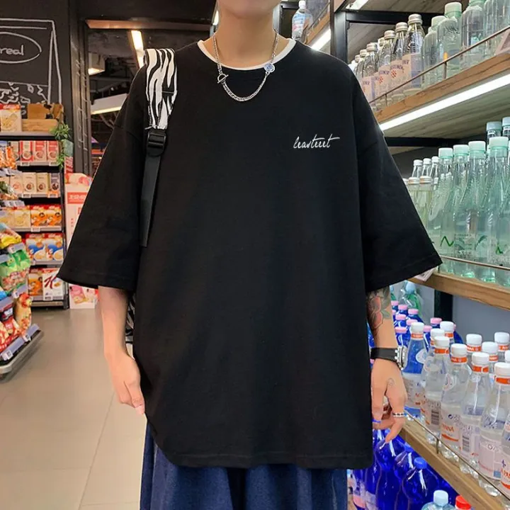 Summer%20Short%20Sleeve%20T%20T-shirt%20Male%20Half%20Sleeve%20New%20Fashion%20Brand%20Loose%20Letter%20Simplicity%20All-Match%20Fashion%20Hong%20Kong%20Style%20ins%20Five-Point%20Top%20-%20Image%203