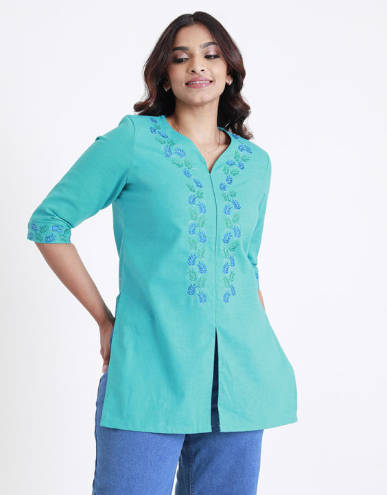 Spring & Summer ¾ Sleeves Kurtha with Embroidered