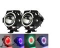 2 Pcs U7 LED Motorcycle Angel Eyes Headlight DRL Spotlights Auxiliary Bright Motorcycle Lamp Accessories Car Work Fog Light. 