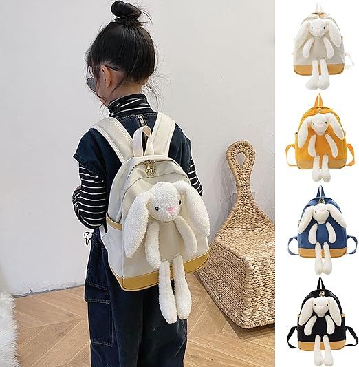 Girls School Bag With Detachable Plush Rabbit School Bag, Adjustable Shoulder Strap 2-8 Year Old Girl Backpack