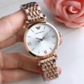 Rose / Silver Two Tone Stainless Steel Luxury Ladies Watch Quartz Analog Business Chain Casual Wrist Dial EWA Watches For Women Girls - Black White NN Collection. 