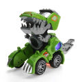 Electric Deform Dinosaur Automatically Turn Car Toy with Music Flashing LED Lights for Kids Gift Collection-Green. 