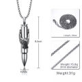 Stainless Steel Eagle Bullet Pendant Necklace Silver. 