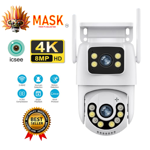 8MP 4K PTZ Wifi Camera Dual Lens Wireless Outdoor Surveillance Camera Ai Human Detect Security IP Camera Auto Tracking iCSee App