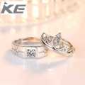 925 sterling silver new jewelry fashion couple ring engagement wedding anniversary gift woman man crown open ring. 
