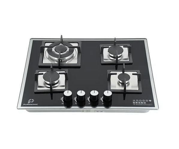 Puresonic Black Tempered Glass Gas Hob PS-TG4B6025