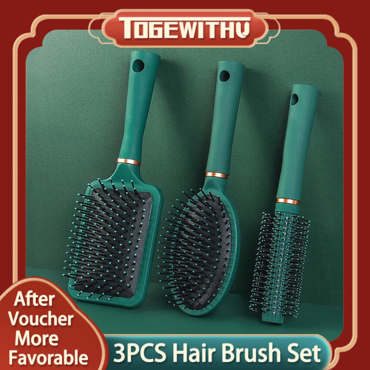 3%20PCS%20Hair%20Brush%20and%20Comb%20Set%20Round%20Brush%20Massage%20Paddle%20Brush%20Detangle%20Hair%20Brush%20Cushion%20Hair%20Combs%20Wet%20Dry%20Brush%20for%20Women%20Men%20Hair%20Styling%20-%20Image%202
