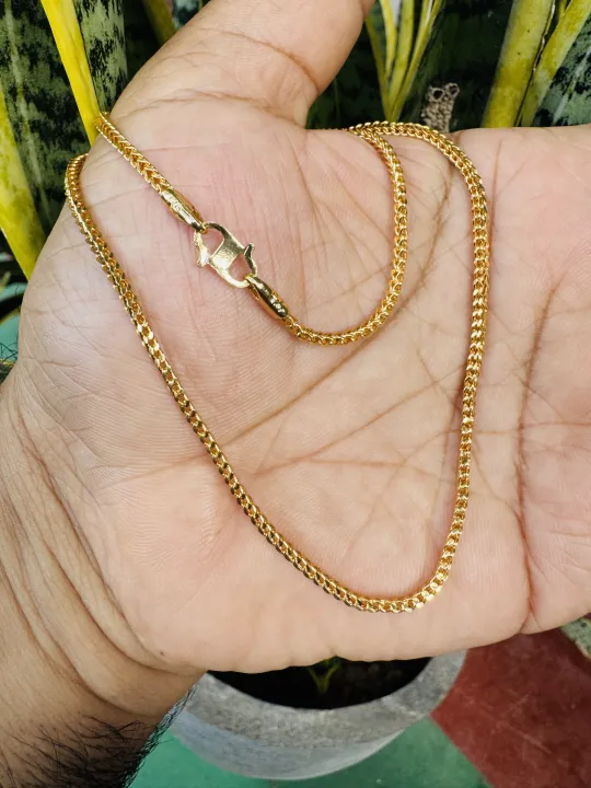 Gold%20Plated%2018/24%20Inch%202.5mm%20Singapore%20square%20fox%20chain%20with%20Sun%20Pendant%20chain%20for%20women%20-%20Image%207