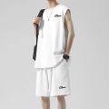 Sleeveless Vest Men's Summer Thin Quick-Dry Basketball Waistcoat Workout Short Sleeve T T-shirt Shorts Two-Piece Set. 