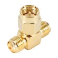 SMA Male to Two SMA Female Triple T RF Adapter Connector 3 Way Splitter NEW. 
