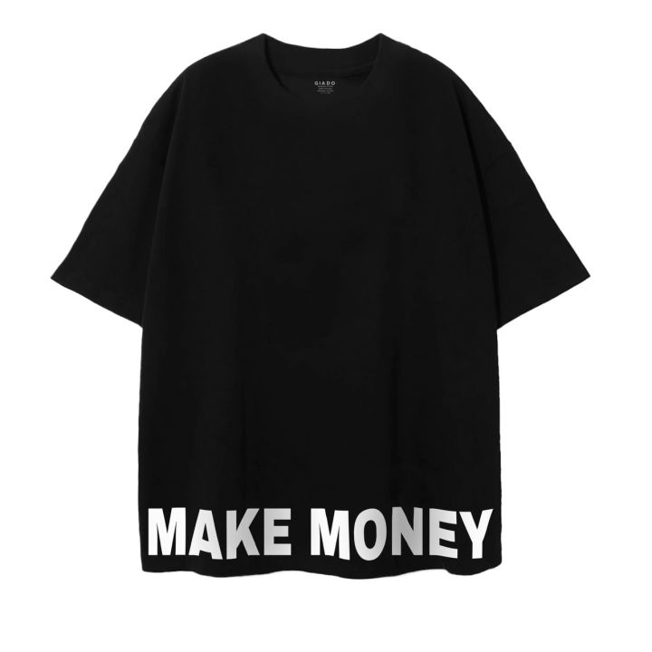 Oversized T shirt Make Money Not Friend Oversized Jet Black Tee Graphics T Shirt Street culture Style Tee 240gsm High Quality T shirt S to 2xl G I A Clothing Brand New Drop Hot Sale Viral Tee Handwash Tee  Black Tee