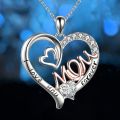 Heart Mom Double Love Mother Necklace for Women Zircon Letter Initial Pendant Chain Necklace Mothers Day Gift Designer Jewelry. 