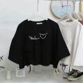 Black Niche Design Irregular Drawstring Short SleeveTT-shirt Women's Summer New Korean Style Loose Crop Top Fashion. 