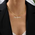 Asuwish A-Z Alphabet Gold Plated Stainless Steel Pendant Necklace for Wo men Snake Chain Initial Letter Clavicle Necklaces Collar Jewelry. 