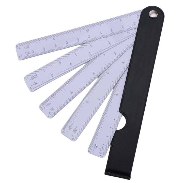 5b Fan Scale Ruler Clothing Ruler 5 Blades Fan Shape Scale Ruler Drawing Tools Multiscale ...