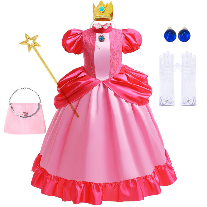 Rosalina Dress Girls Peach Costume Daisy Cosplay Children Birthday ...