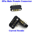 3Pin Waterproof Magnetic Pogo Pin Connector Spring Loaded Male Female Curved Needle DC Transmission Charging. 