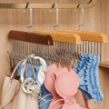 Multifunctional Wood Hanger  8 Hooks Underwear Scarf Sling Tie Storage Rack  Household Dormitory Clothes Drying Hangers  Wardrobe Organizer Accessories. 