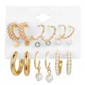 Elegant Female Pearl Earrings Set Zircon Pearl Earings Women Party Accessories 9 Pairs/Set. 