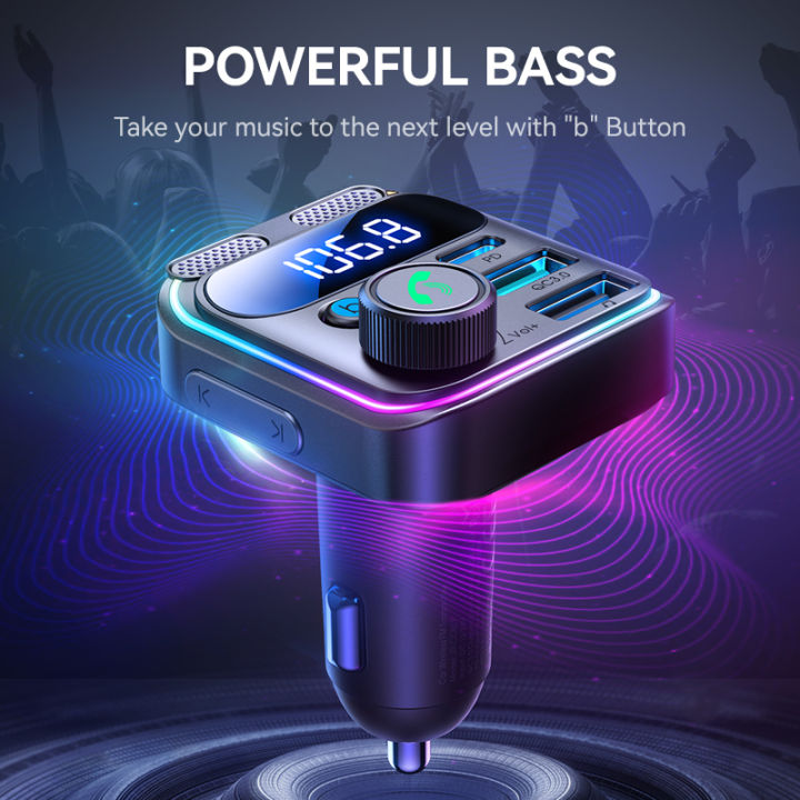 JOYROOM%20Bluetooth%205.3%20Car%20FM%20Transmitter%2048W%20PD%20QC3.0%20Hands-Free%20Car%20Charger%20Adapter%20Bluetooth%20U%20Disk%20Dual%20Mics%20Bass%20HiFi%20Stereo%20-%20Image%204