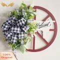 SuperRide Farmhouse Wreath Rustic Farmhouse Welcome Sign with Cow Wheel Garland Non-fading Front Door Hanging Wreath Spring Farmhouse Wreath. 