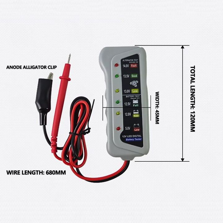 thumbnail image 2 of AMTECH 12V Battery & Alternator Tester - 6 LED Diagnostic Tool With 3-Year Warranty (UK) 2 of 6