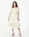 Spring & Summer Off the Shoulder Dress with Frill Hem. 