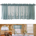 Balcony Curtain Lace Flower Embroideried Short Curtain. 